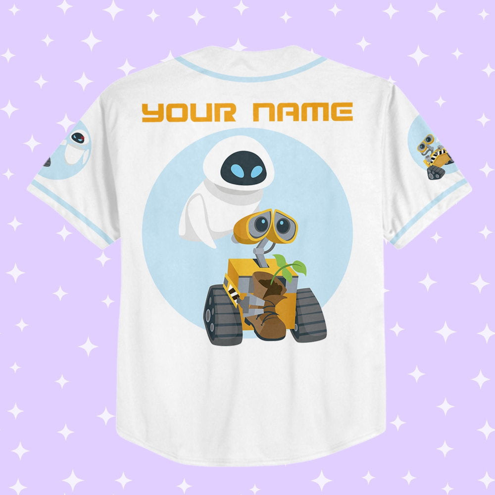 Personalized Wall E Eve illustration Baseball Jersey - lylyprint.com baseball jersey product view 3
