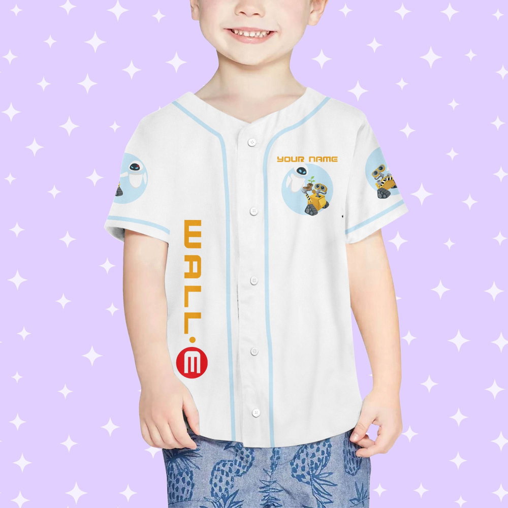 Personalized Wall E Eve illustration Baseball Jersey - lylyprint.com baseball jersey product view 4