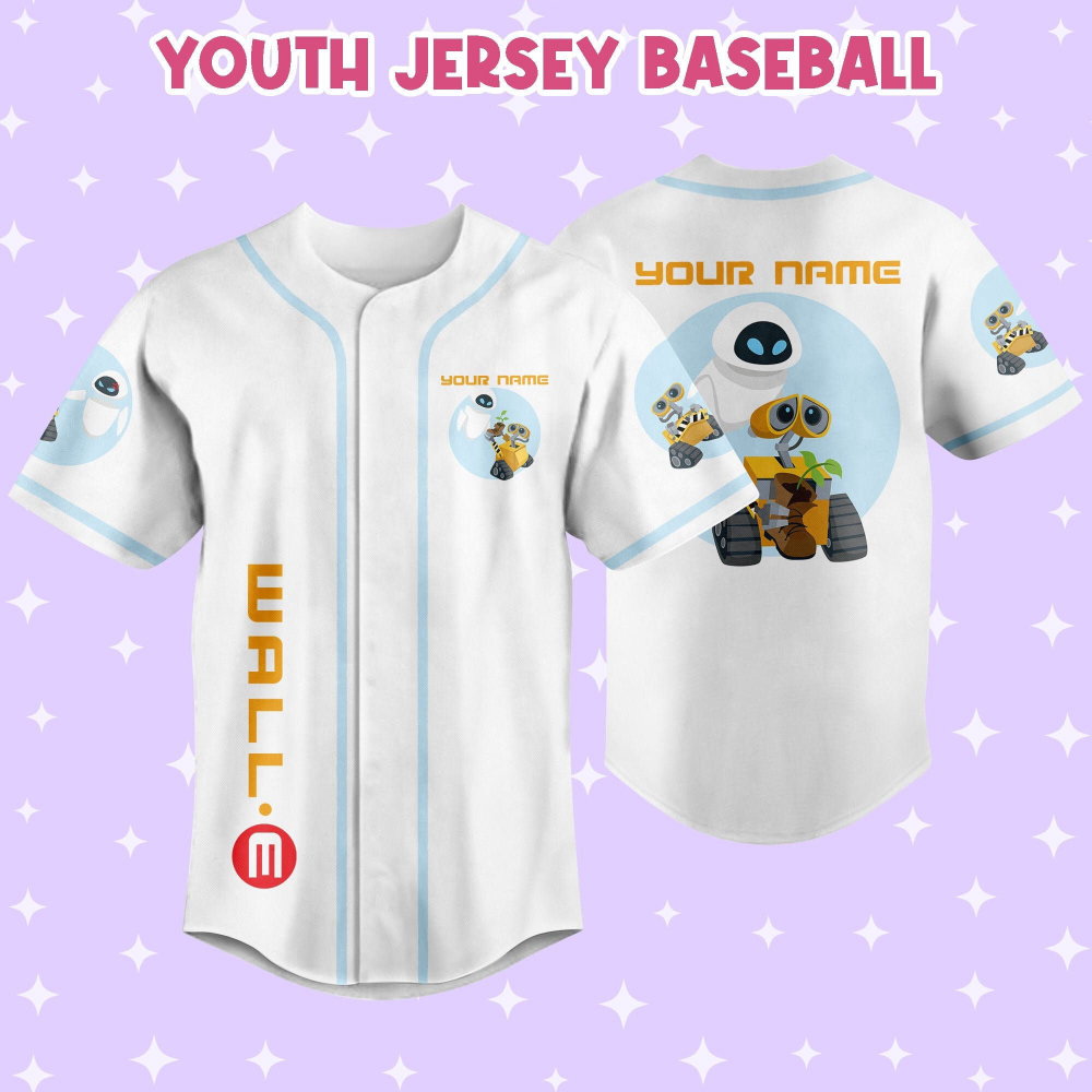 Personalized Wall E Eve illustration Baseball Jersey - lylyprint.com baseball jersey product view 5