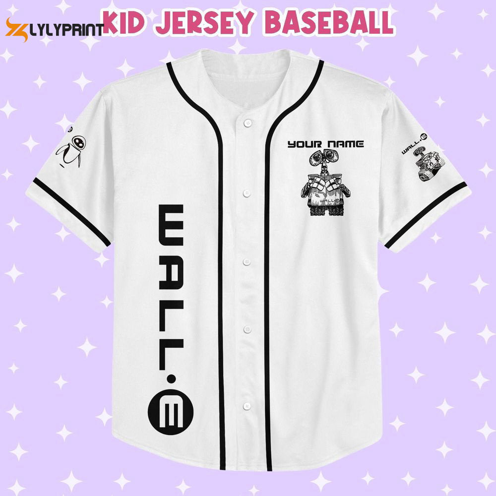 Personalized Wall E Eve Sketch Baseball Jersey - lylyprint.com baseball jersey product view 2