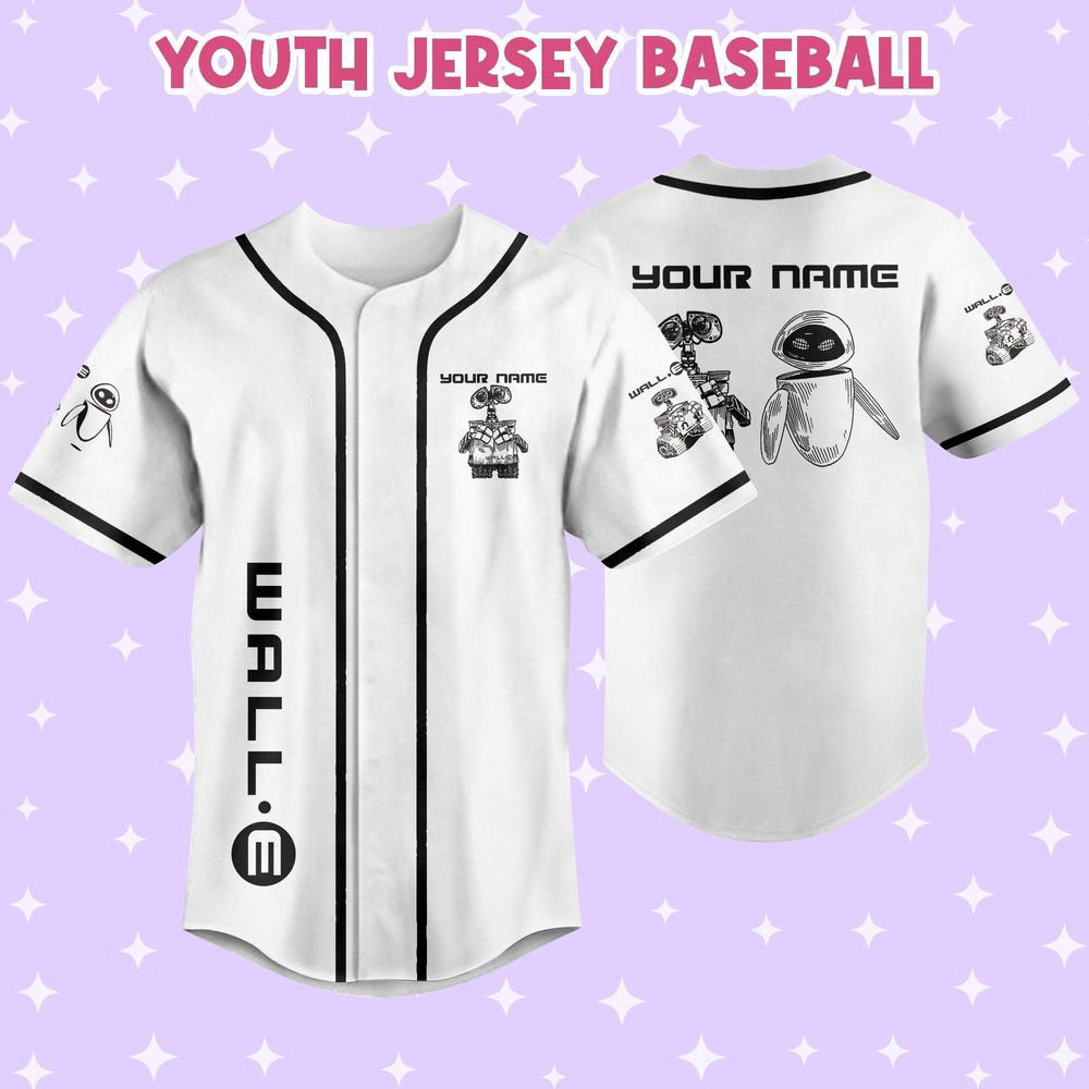 Personalized Wall E Eve Sketch Baseball Jersey - lylyprint.com baseball jersey product view 5
