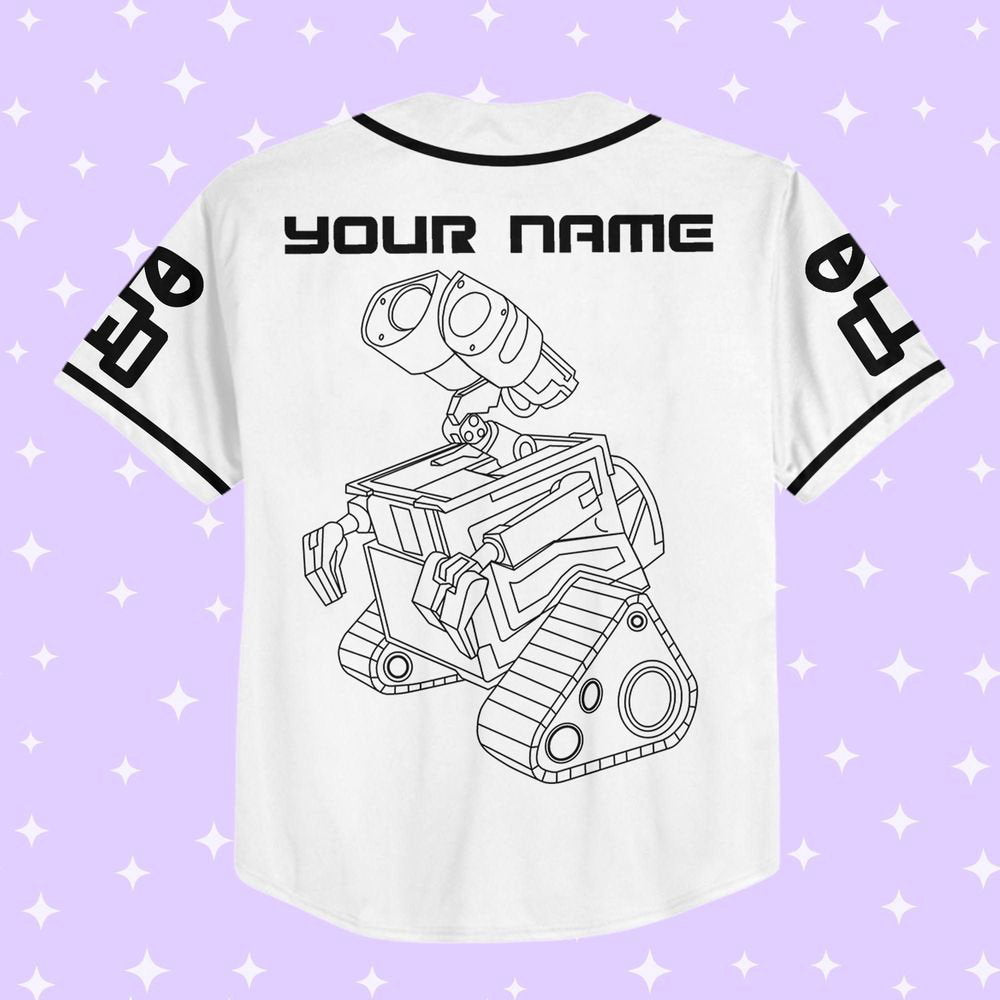 Personalized Wall E Symbol Baseball Jersey - lylyprint.com baseball jersey product view 3