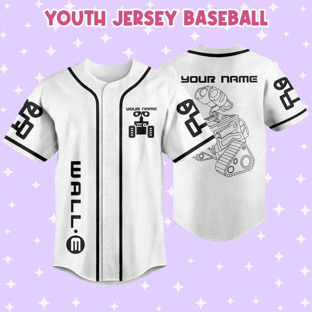 Personalized Wall E Symbol Baseball Jersey - lylyprint.com baseball jersey product view 5