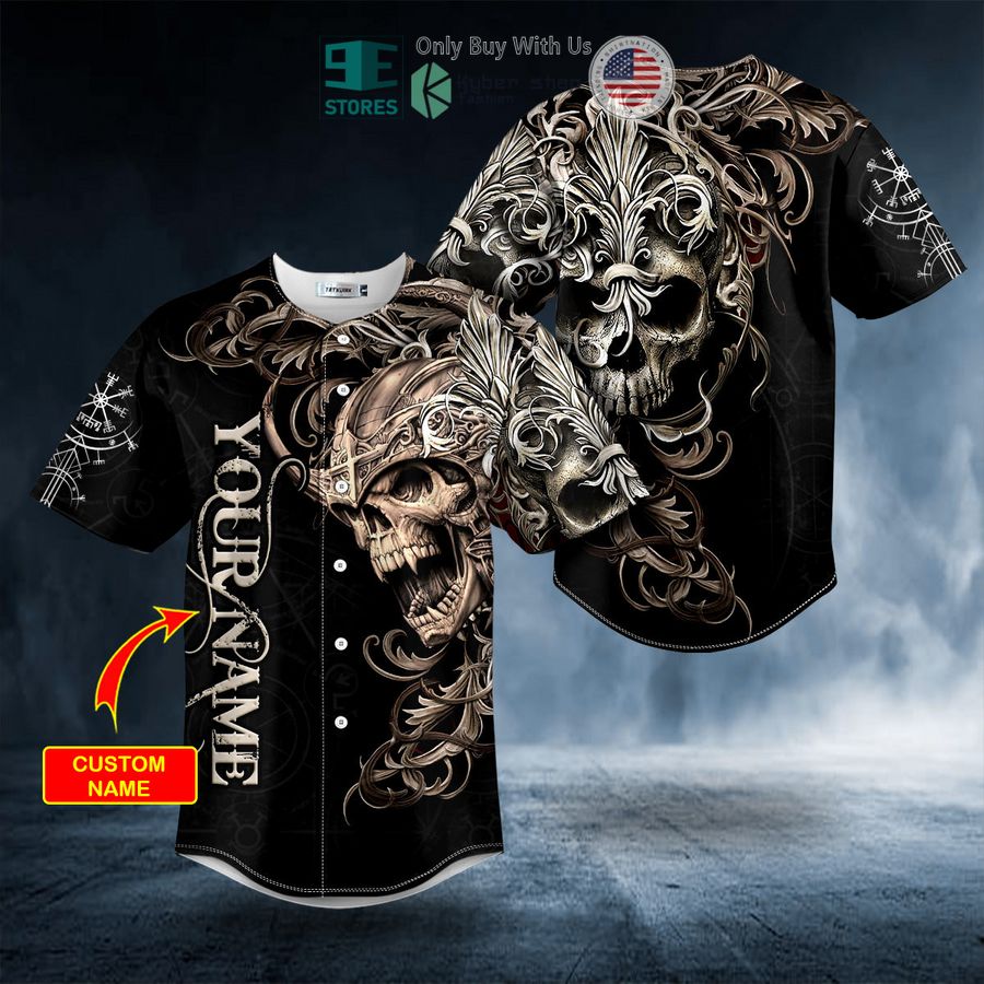 BEST Personalized Warrior Skull King Viking Custom Baseball Shirt baseball jersey product view 1