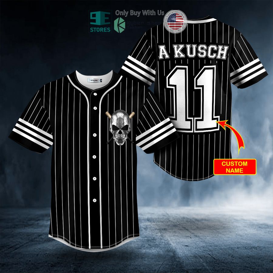 BEST Personalized White Black Stripes No 11 Metal Skull Custom Baseball Shirt baseball jersey product view 1