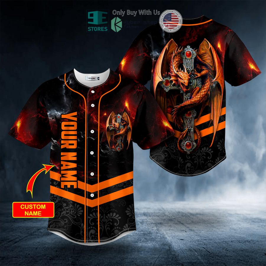 BEST Personalized Winged Dragon On The Cross Skull Custom Baseball Shirt baseball jersey product view 1