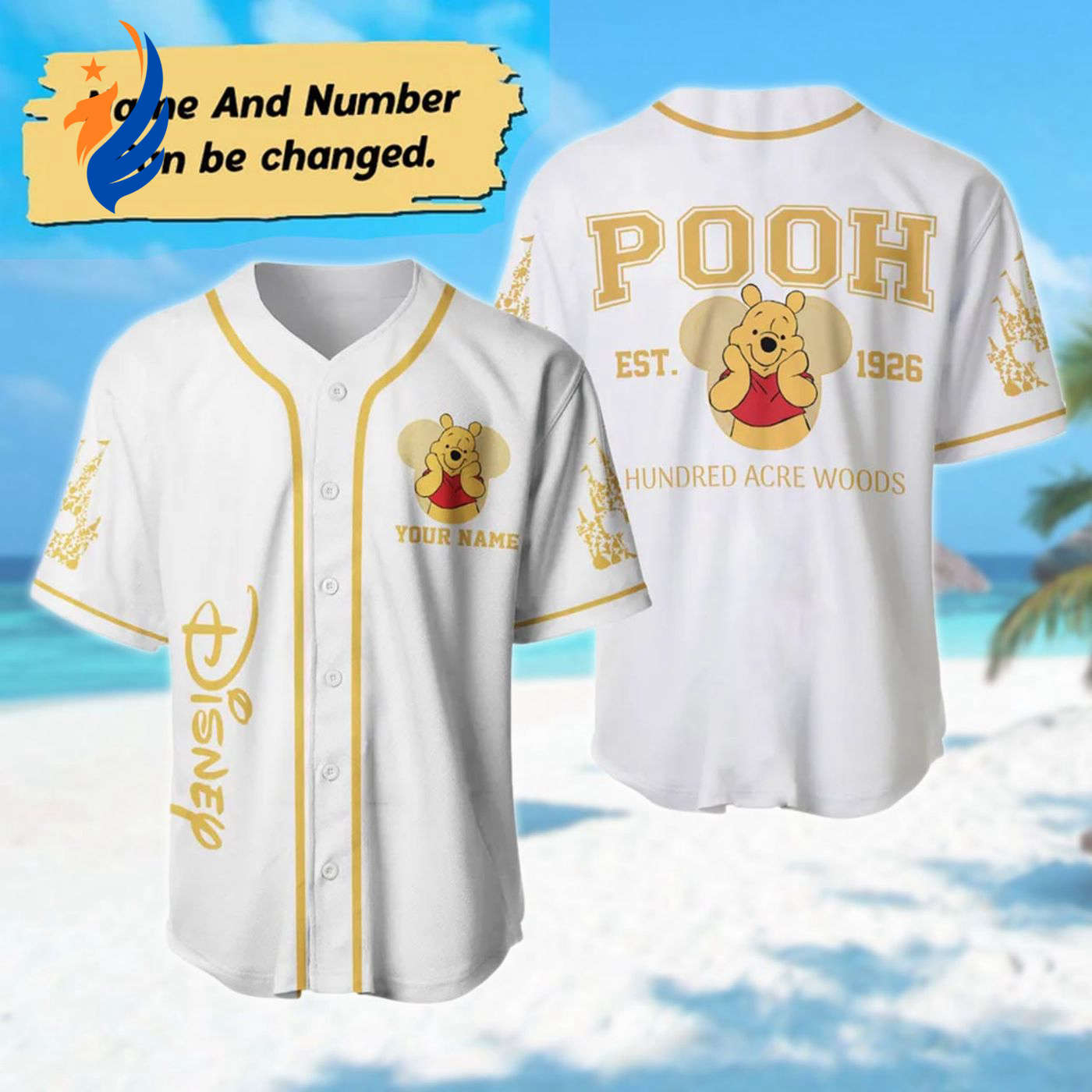 Custom Pooh Bear Baseball Jersey: Funny Honey Character Shirt Perfect Cartoon Baseball Gift! - Bafud baseball jersey product view 1