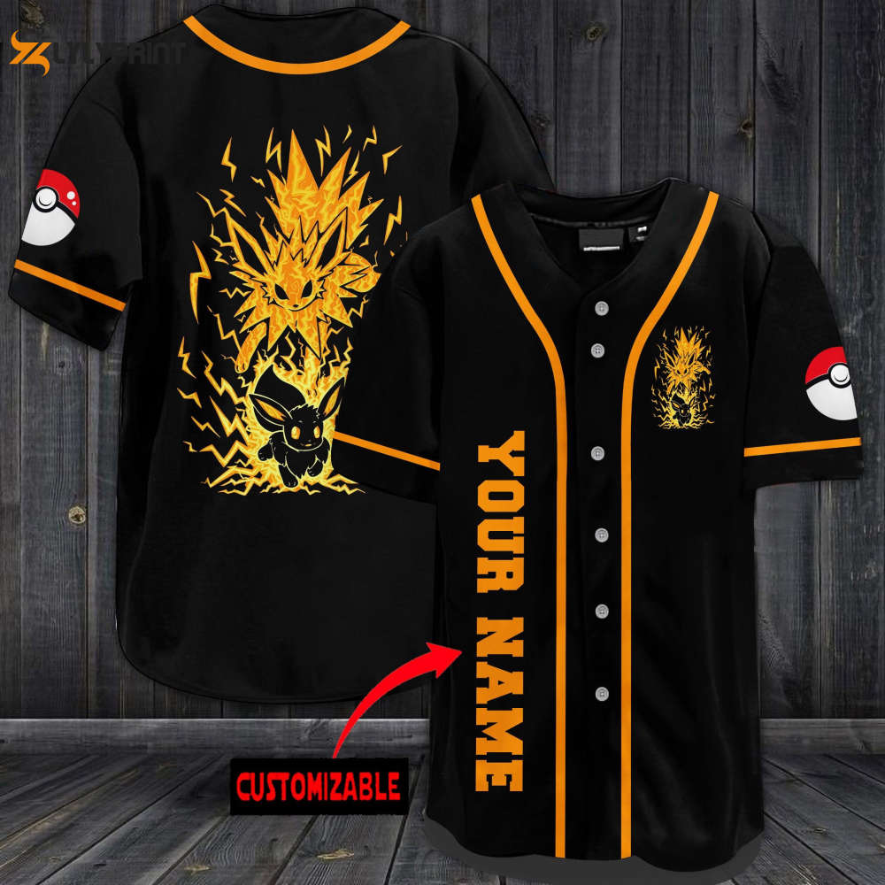 Personalized Yellow Eevee Baseball Jersey - lylyprint.com baseball jersey product view 1
