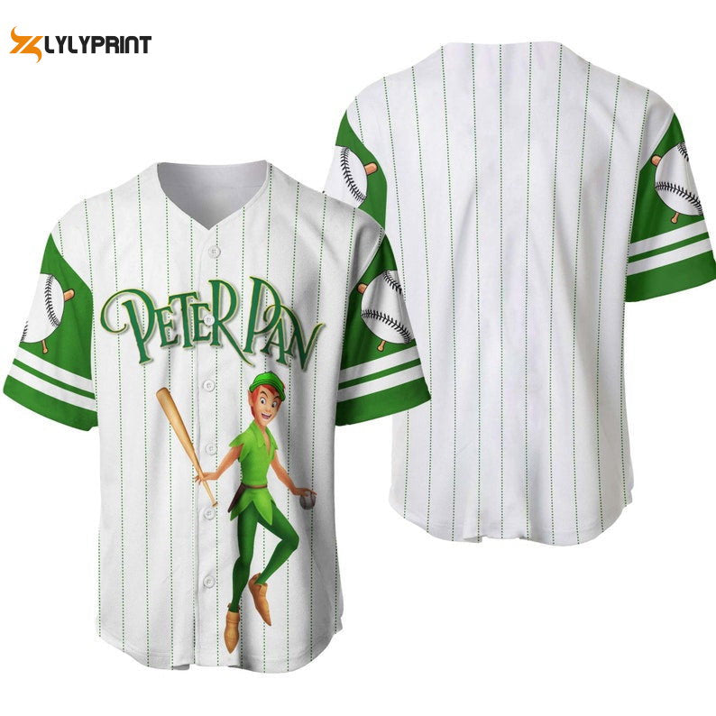 Peter Pan All Over Print Pinstripe Baseball Jersey - Gift for Men Women - lylyprint.com baseball jersey product view 1