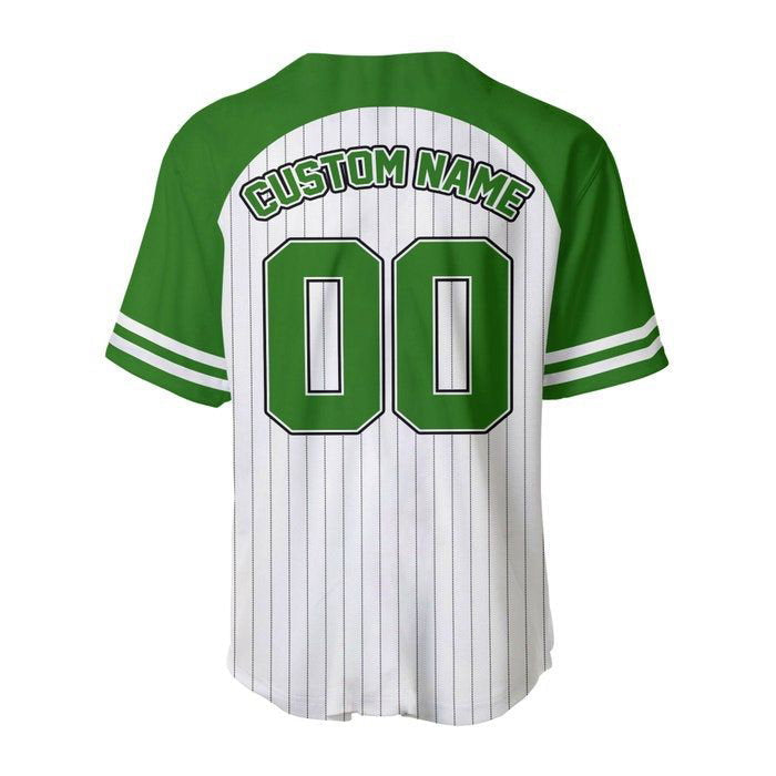 Peter Pan Striped Green White Unisex Cartoon Graphic Casual Outfit Custom Baseball Jersey Gifts for Fans - lylyprint.com baseball jersey product view 4