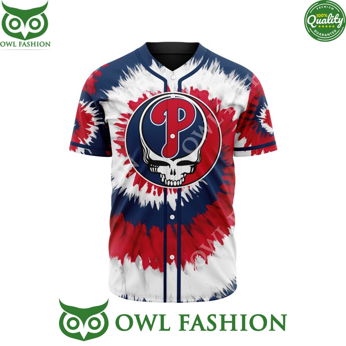Philadelphia Phillies MLB Grateful Dead Limited Baseball Jersey shirt baseball jersey product view 1