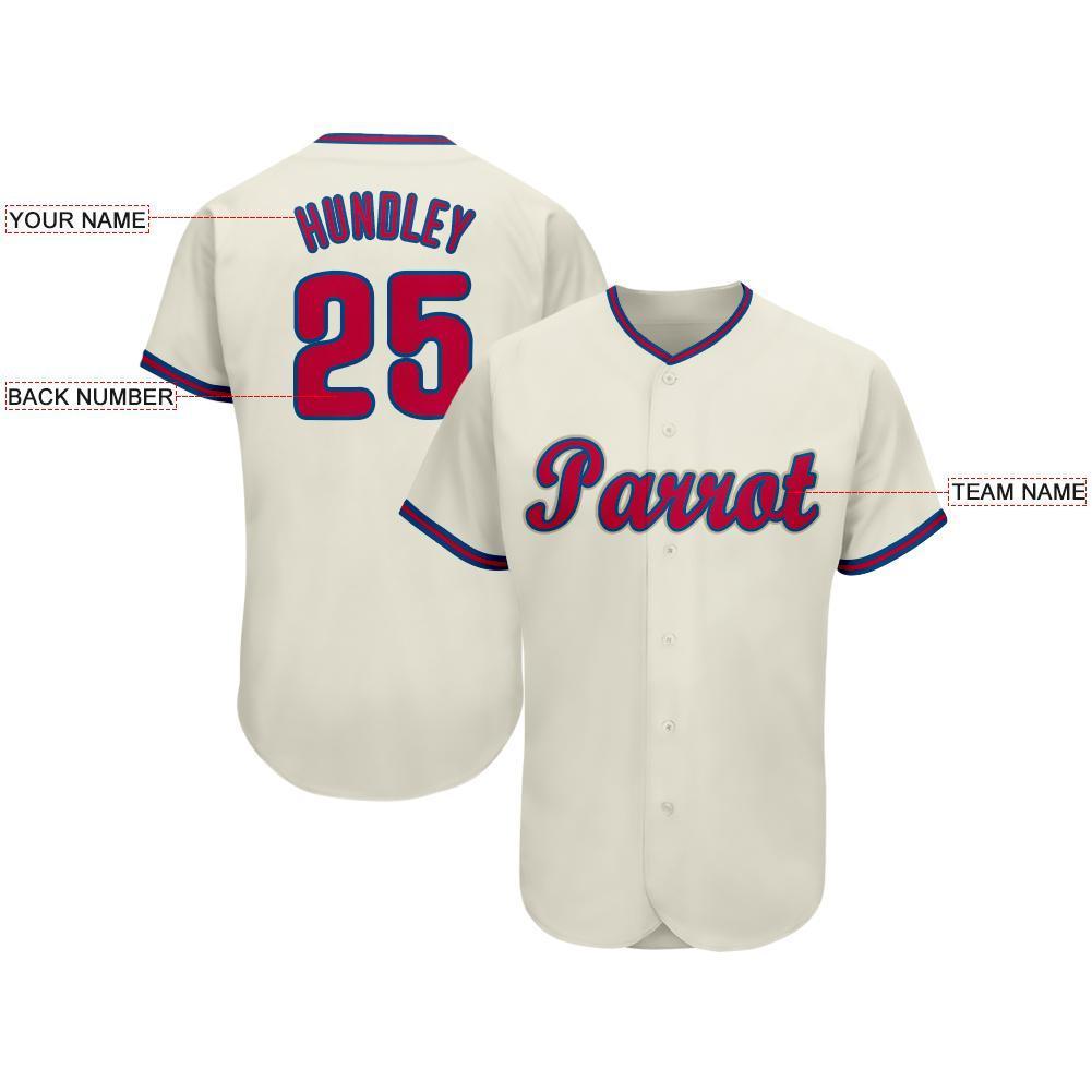 Custom Cream Red-Royal Baseball Jersey baseball jersey product view 3
