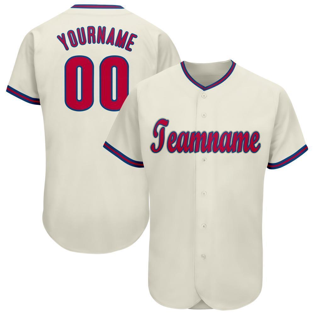 Custom Cream Red-Royal Baseball Jersey baseball jersey product view 1