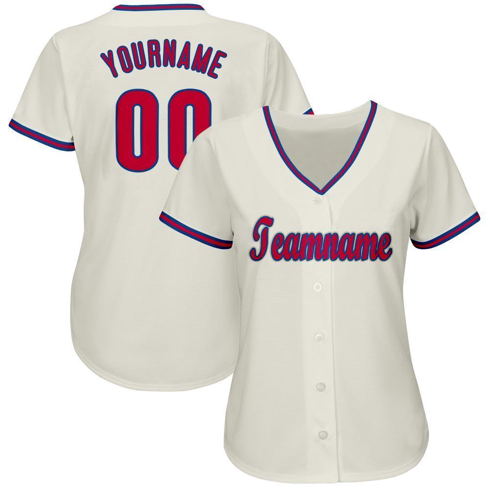 Custom Cream Red-Royal Baseball Jersey baseball jersey product view 2