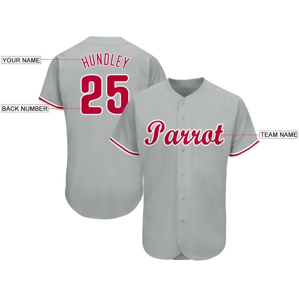 Custom Gray Red-White Baseball Jersey baseball jersey product view 3