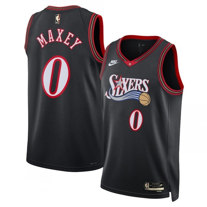 philadelphia 76ers #0 tyrese maxey unisex swingman jersey - classic edition - black Basketball Jersey basketball jersey product view 1