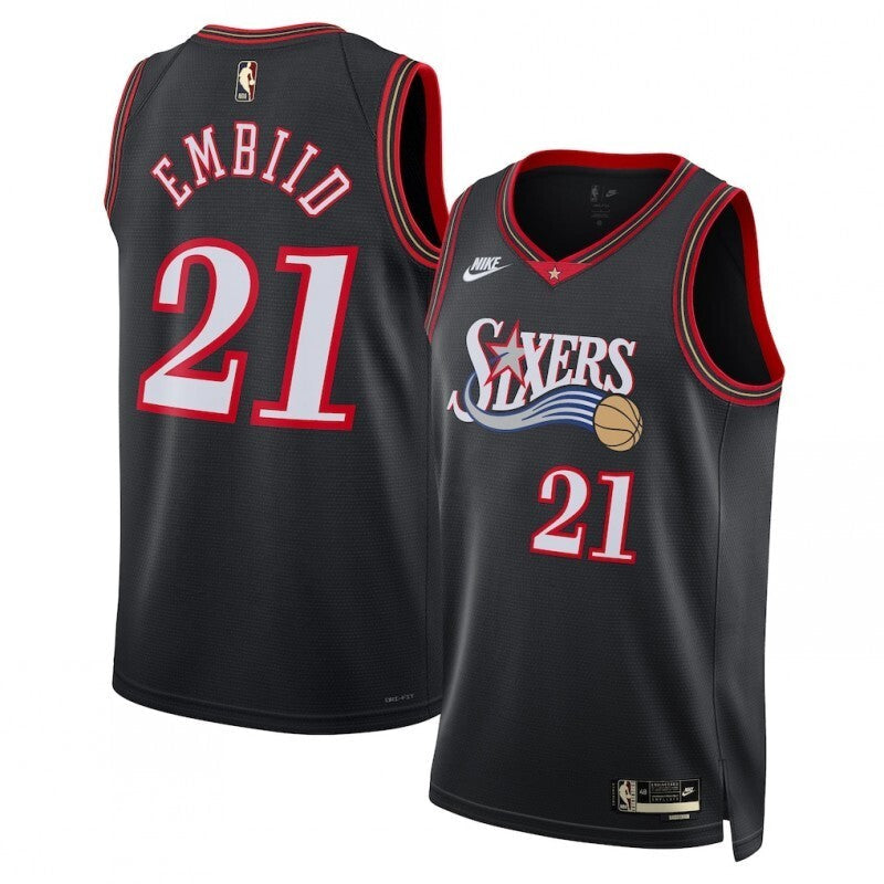 philadelphia 76ers #21 joel embiid unisex swingman jersey - classic edition - black Basketball Jersey basketball jersey product view 1