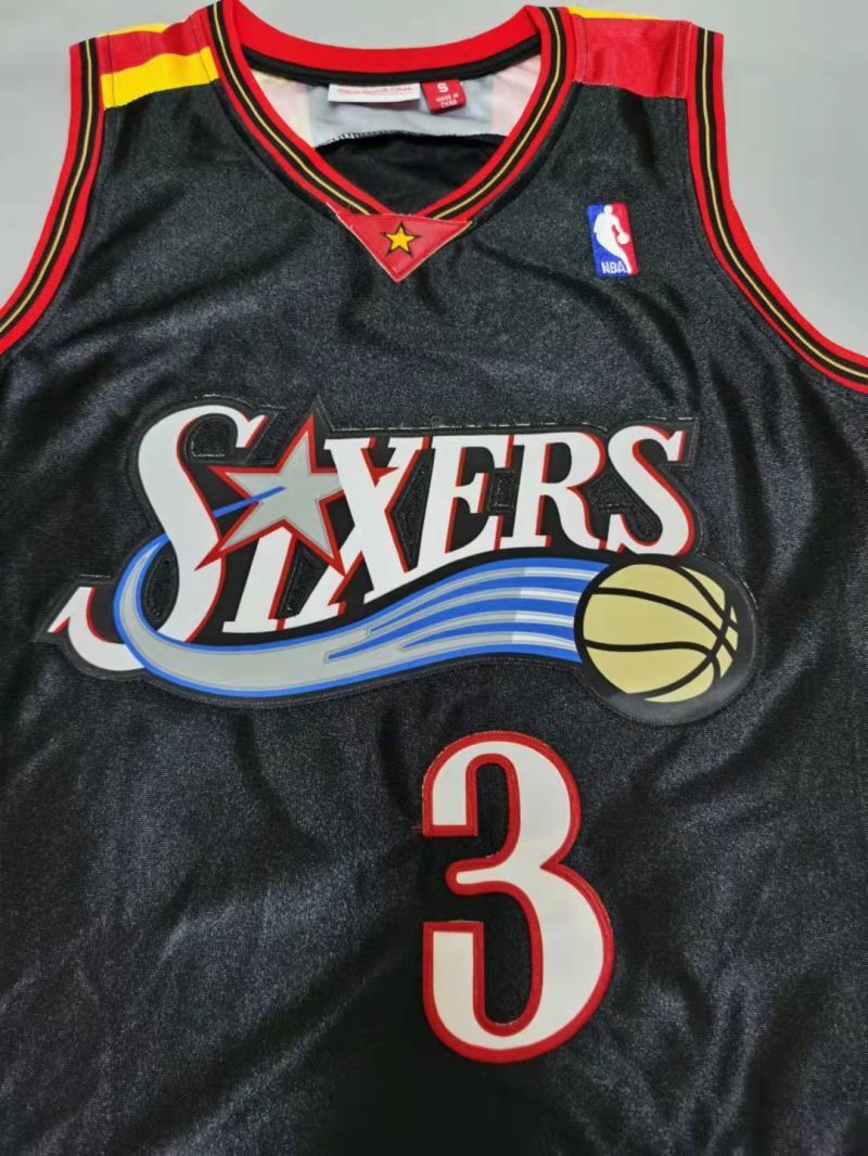 philadelphia 76ers #3 allen iverson 76 3# Retro Black Style 1 Basketball Jersey basketball jersey product view 1