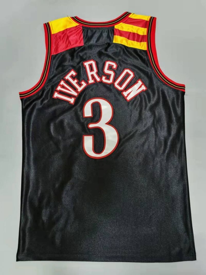 philadelphia 76ers #3 allen iverson 76 3# Retro Black Style 2 Basketball Jersey basketball jersey product view 1
