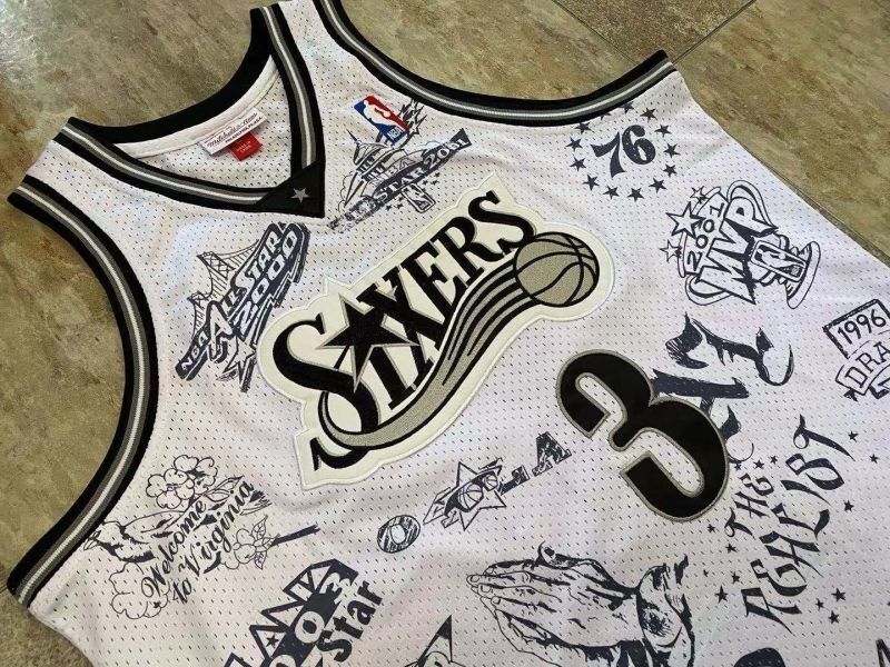 philadelphia 76ers #3 allen iverson mitchell ness Retro Fan Edition nba 76 Iverson Collaboration Series Jersey White Style 7 basketball jersey product view 1