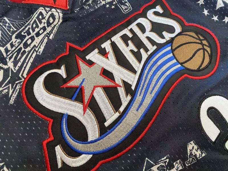 philadelphia 76ers #3 allen iverson mitchell ness Retro Fan Edition nba 76 Team Iverson Collaboration Jersey Black Style 2 basketball jersey product view 1