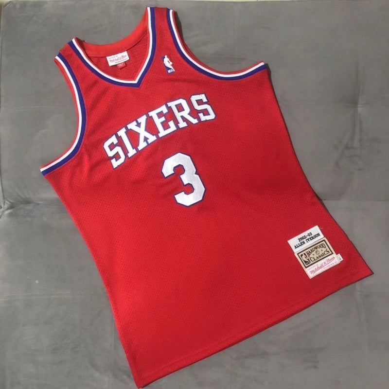 philadelphia 76ers #3 allen iverson mitchellness Iverson 02-03 76 Retro mn Collaboration Embroidered Jersey Style 9 basketball jersey product view 1