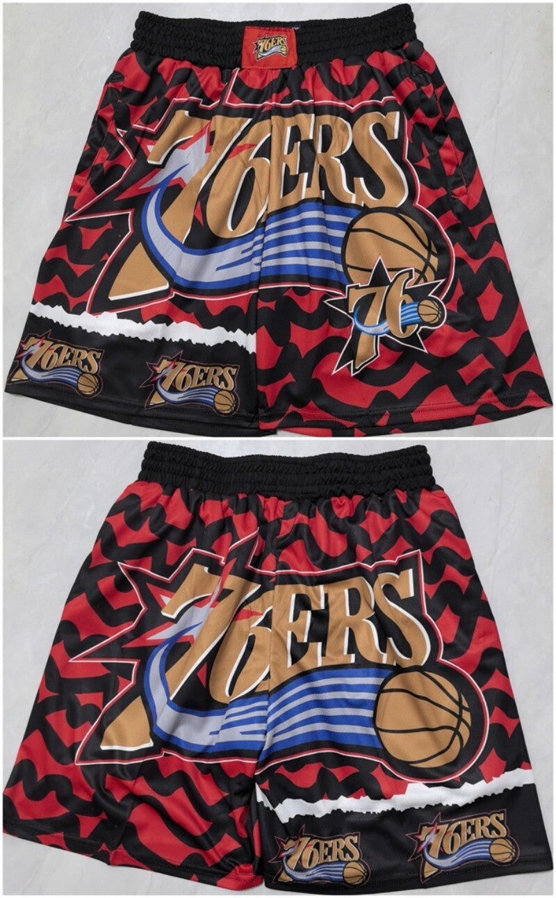 philadelphia 76ers black red shorts (run small) Basketball Jersey basketball jersey product view 1