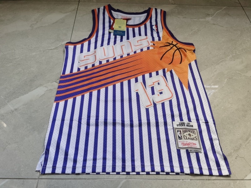 phoenix suns #13 nash throwback jersey white with stripe Style 2 Basketball Jersey basketball jersey product view 1