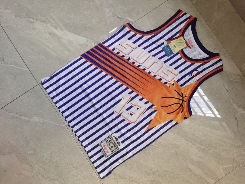 phoenix suns #13 nash throwback jersey white with stripe Style 4 Basketball Jersey basketball jersey product view 1