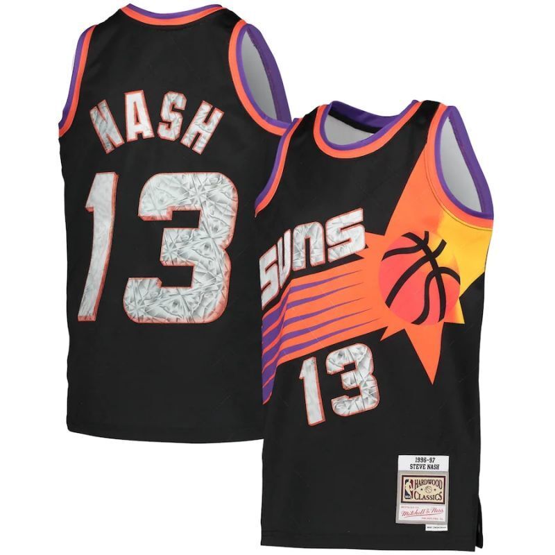 phoenix suns #13 steve nash mitchell & ness youth hardwood classics 75th anniversary diamond jersey.webp basketball jersey product view 1