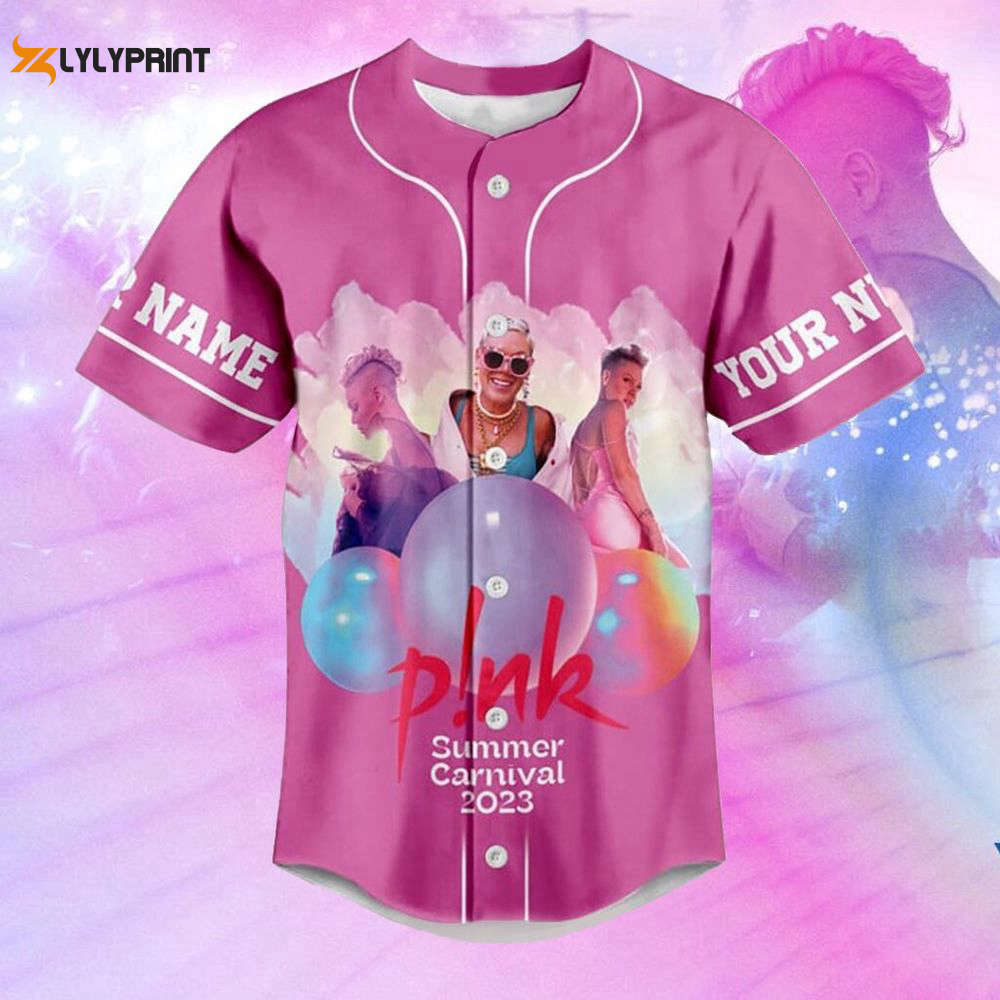 Pink Summer Carnival 2023 Personalized Adult Baseball Jersey For Men Women - lylyprint.com baseball jersey product view 1