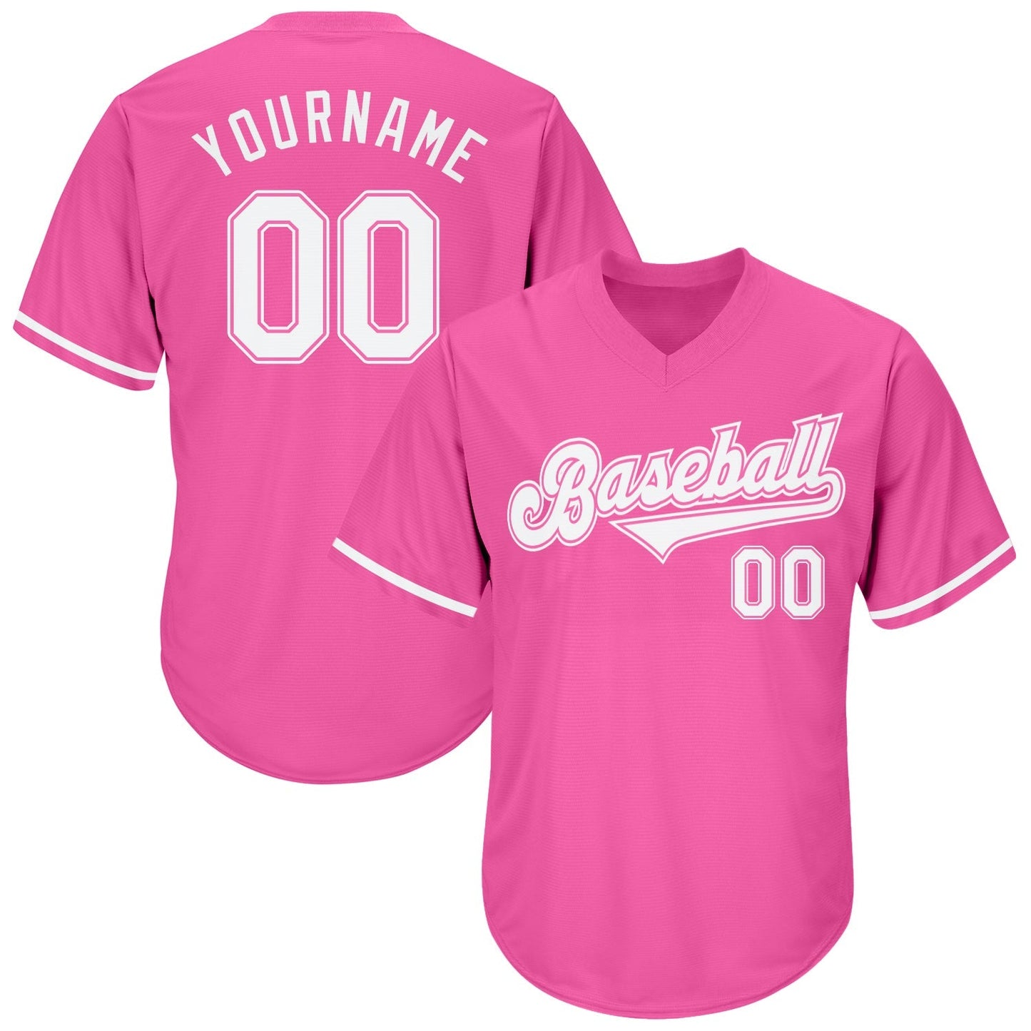 Custom Pink White-Pink Authentic Throwback Rib-Knit Baseball Jersey Shirt baseball jersey product view 1