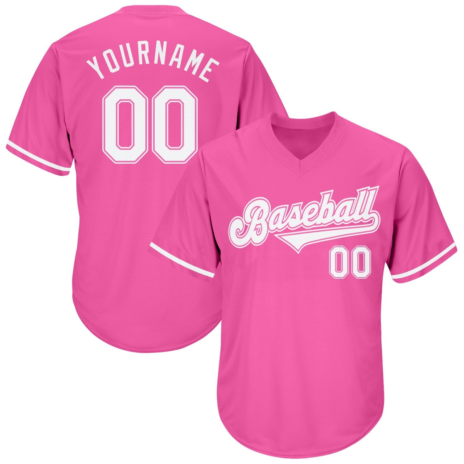 Custom Pink White-Pink Authentic Throwback Rib-Knit Baseball Jersey Shirt baseball jersey product view 1