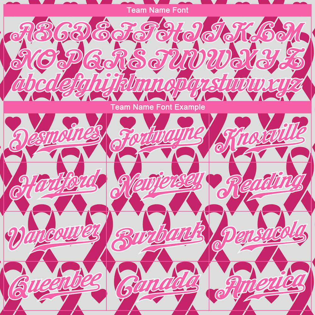 Custom Pink Pink-White 3D Pattern Design Breast Cancer Authentic Baseball Jersey baseball jersey product view 4