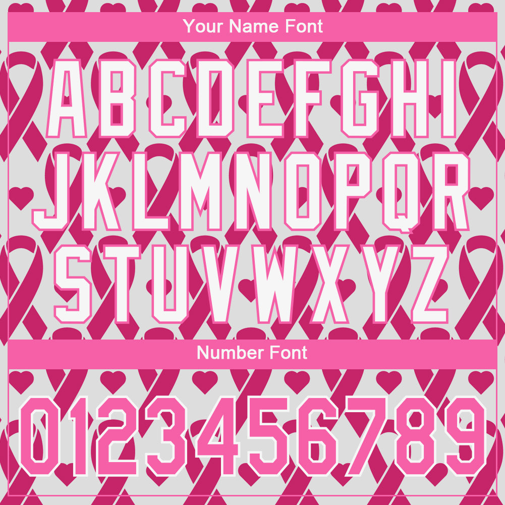 Custom Pink Pink-White 3D Pattern Design Breast Cancer Authentic Baseball Jersey baseball jersey product view 5