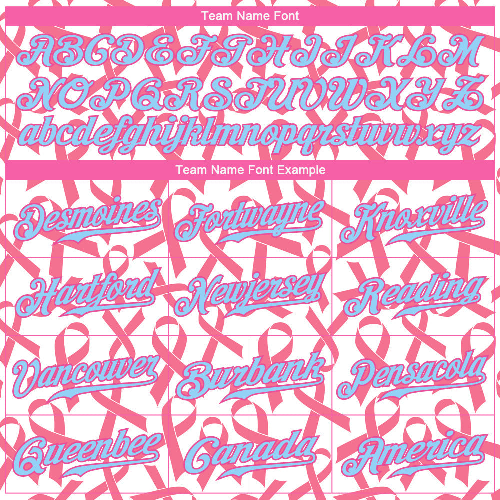 Custom Pink Light Blue-Pink 3D Pattern Design Breast Cancer Authentic Baseball Jersey baseball jersey product view 4
