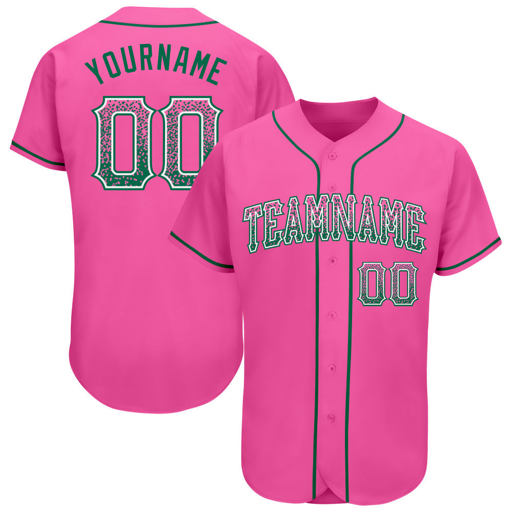 Custom Pink Kelly Green-White Authentic Drift Fashion Baseball Jersey baseball jersey product view 1