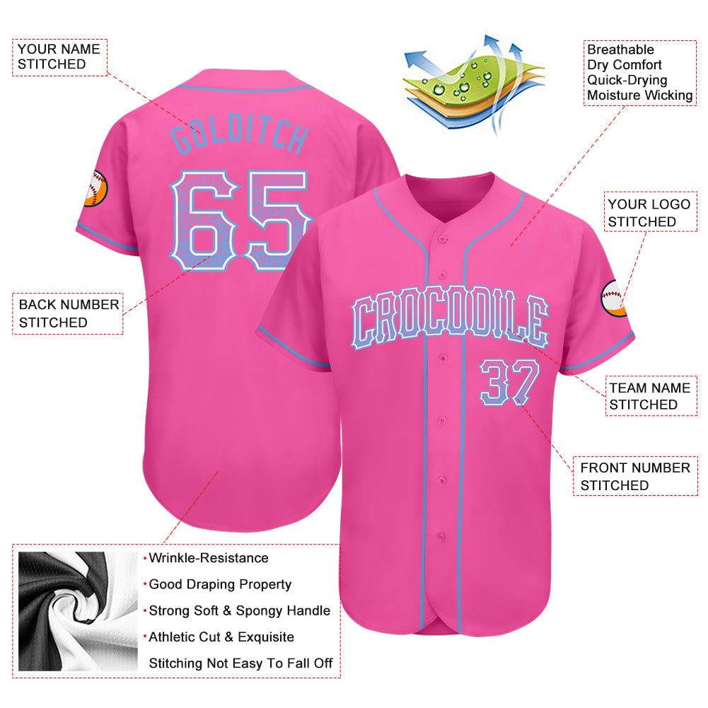 Custom Pink Light Blue-White Authentic Drift Fashion Baseball Jersey baseball jersey product view 3