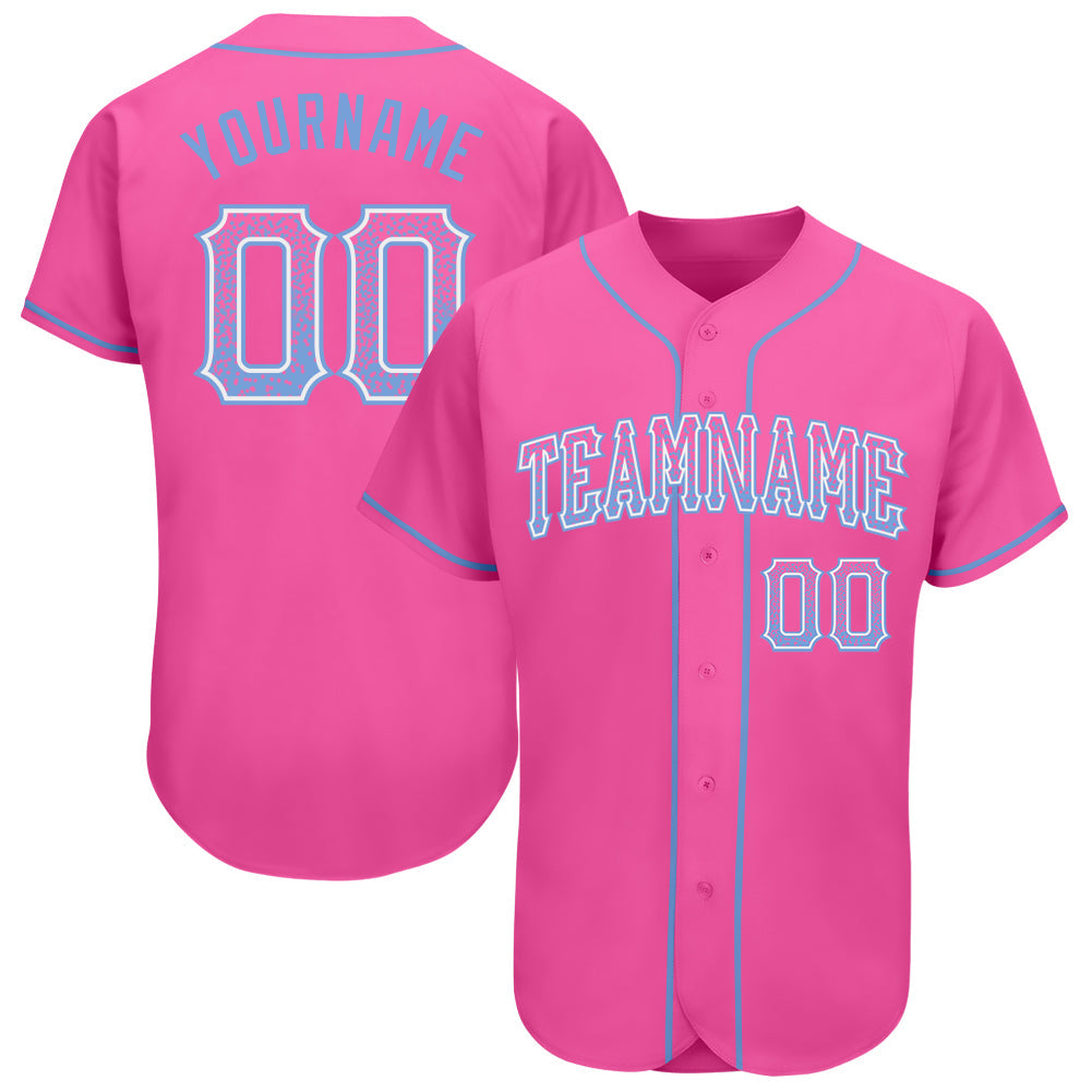 Custom Pink Light Blue-White Authentic Drift Fashion Baseball Jersey baseball jersey product view 1
