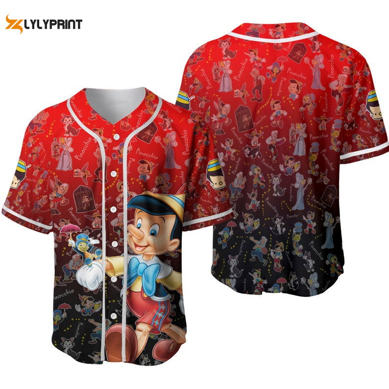 Pinocchio Jiminy Cricket Geppetto Monstro All Over Print Baseball Jersey - lylyprint.com baseball jersey product view 1