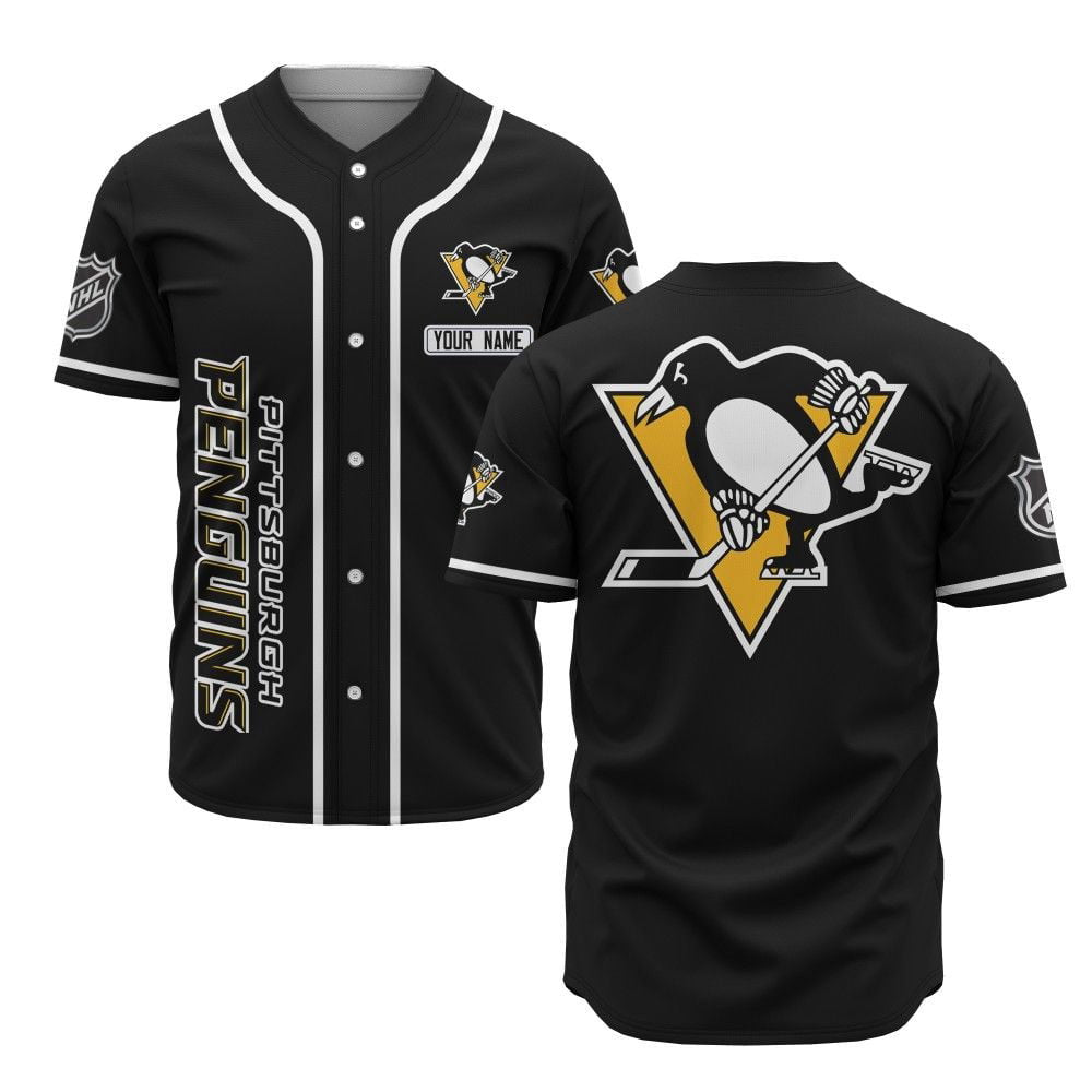 Pittsburgh Penguins Baseball Jersey BJ0035 - lylyprint.com baseball jersey product view 2