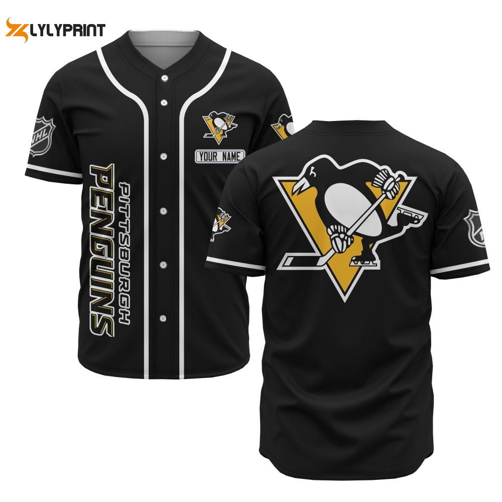 Pittsburgh Penguins Baseball Jersey BJ0035 - lylyprint.com baseball jersey product view 1