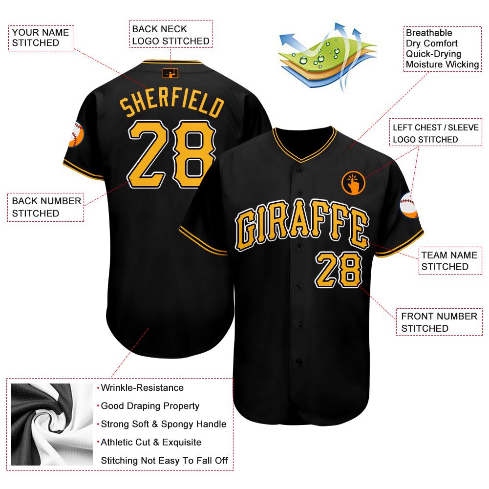 Custom Black Gold-White Baseball Jersey baseball jersey product view 4