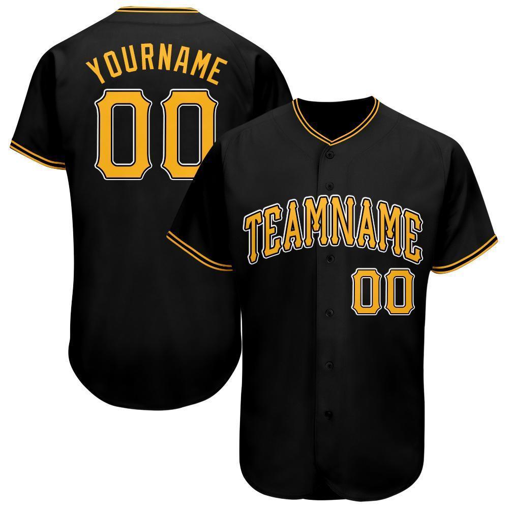 Custom Black Gold-White Baseball Jersey baseball jersey product view 1