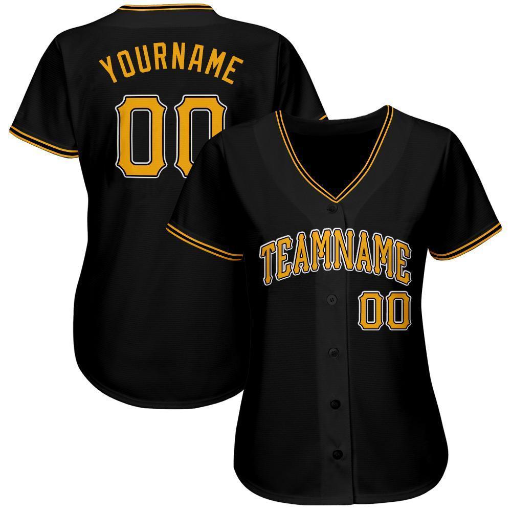 Custom Black Gold-White Baseball Jersey baseball jersey product view 3