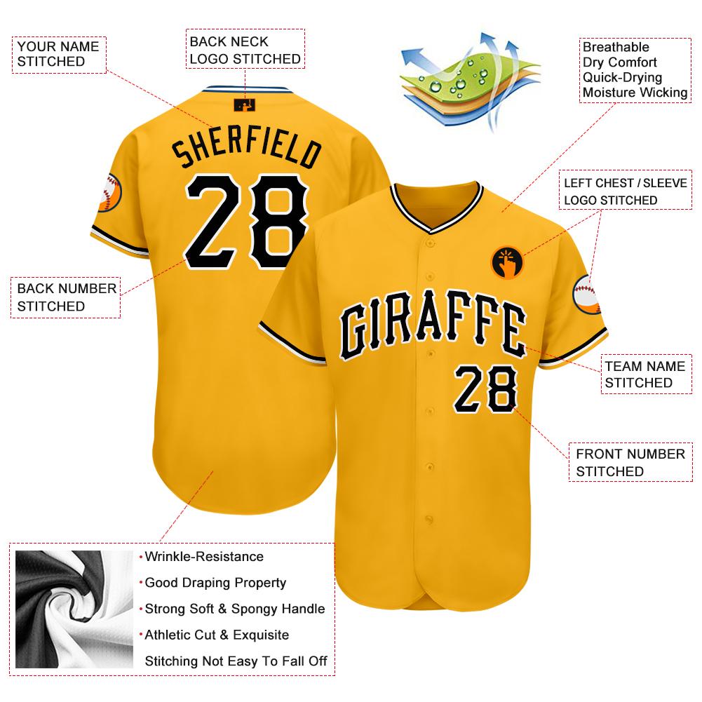 Custom Gold Black-White Baseball Jersey baseball jersey product view 4