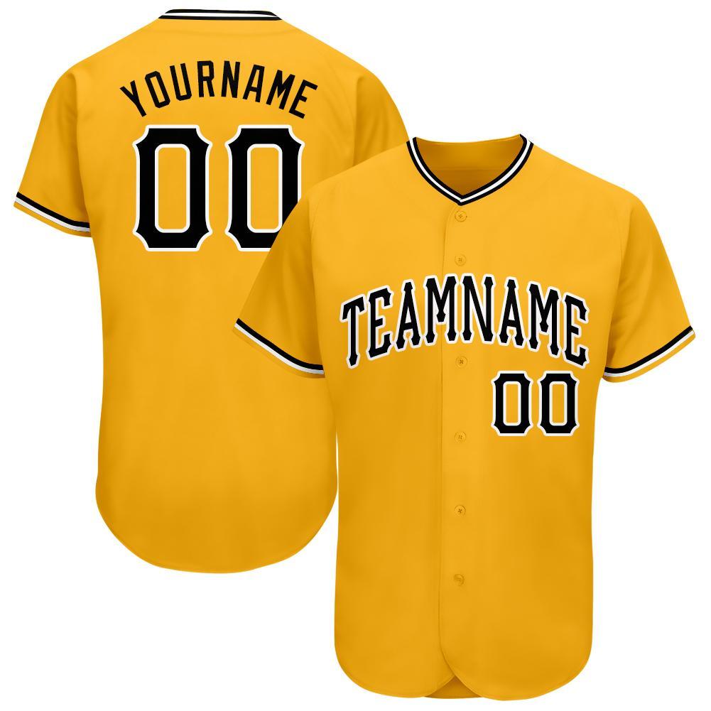 Custom Gold Black-White Baseball Jersey baseball jersey product view 1