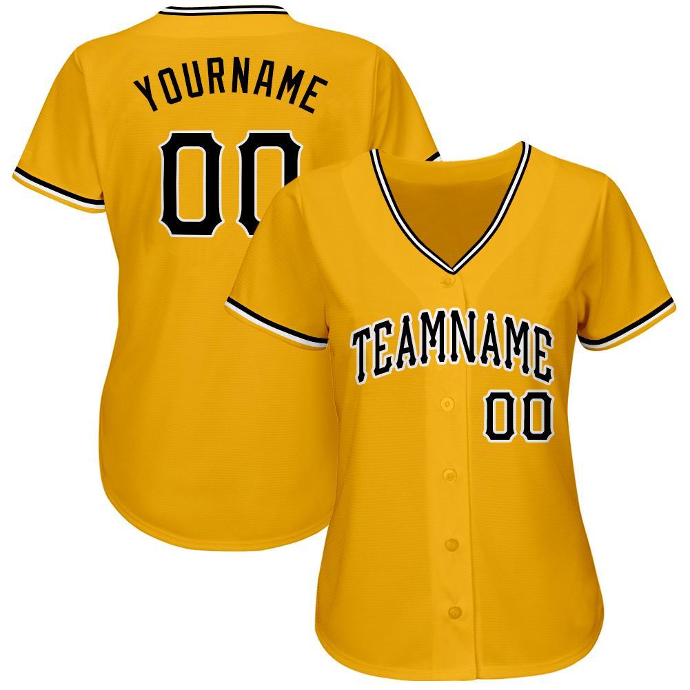 Custom Gold Black-White Baseball Jersey baseball jersey product view 3