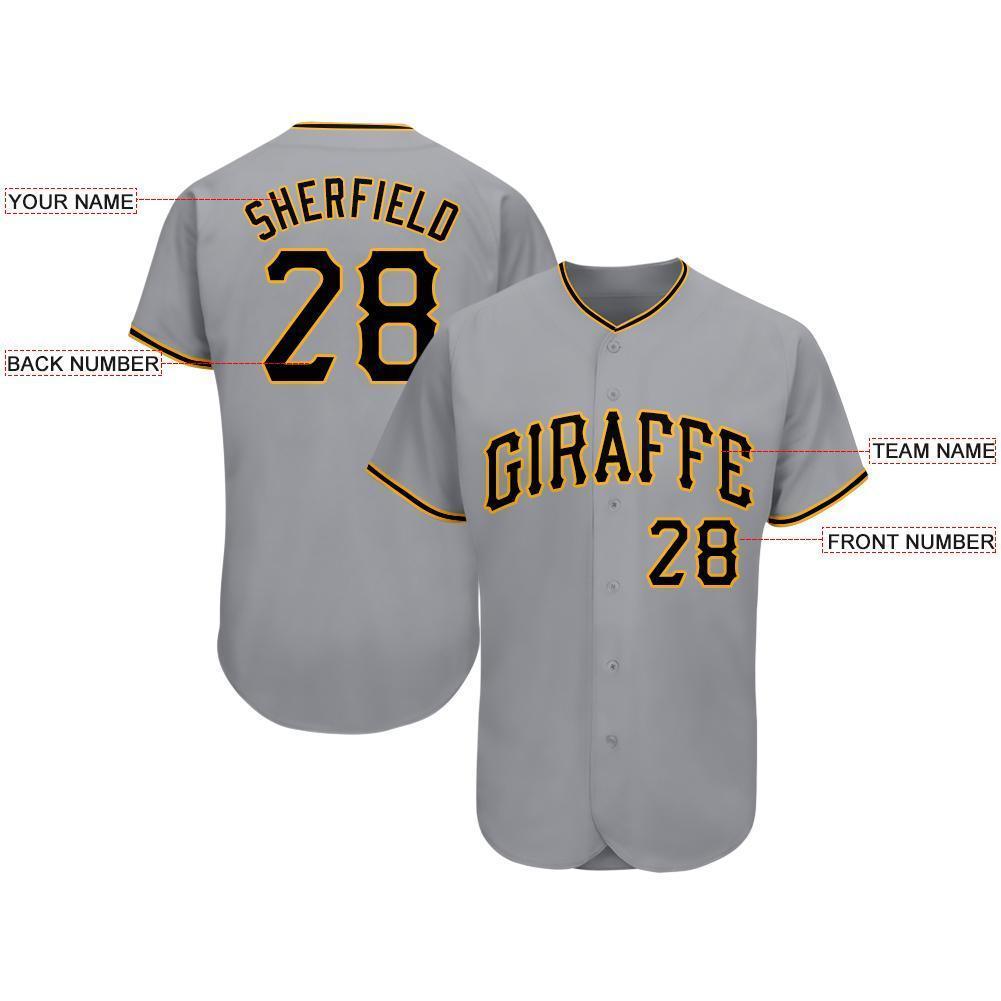Custom Gray Black-Gold Baseball Jersey baseball jersey product view 3