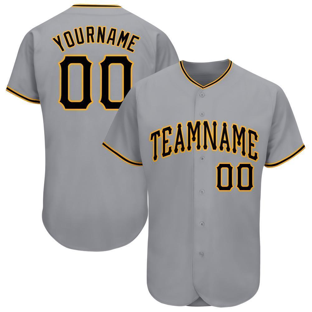 Custom Gray Black-Gold Baseball Jersey baseball jersey product view 1